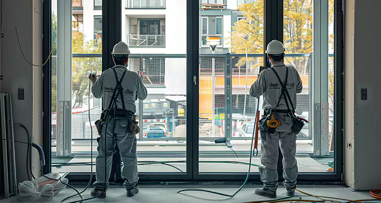 Patio Door Glass Replacement with Built-In Blinds in Wright, FL